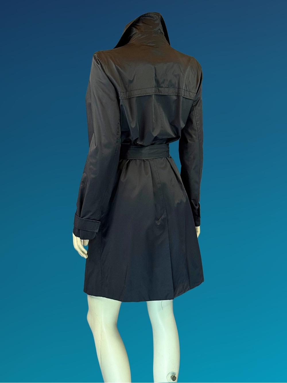 Vintage Y2K NINE WEST  Black Minimalist Mini Trench Coat 2004 | S - Picture 10 of 16